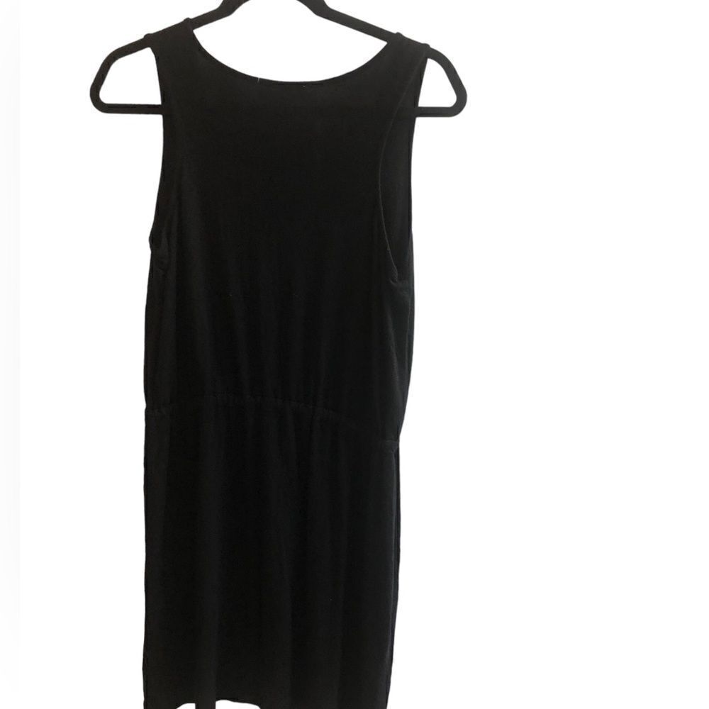 Olive & Oak‎ Black Tank T-Shirt Dress Front  Pocket Drawstring Waist Size Medium - Picture 2 of 6
